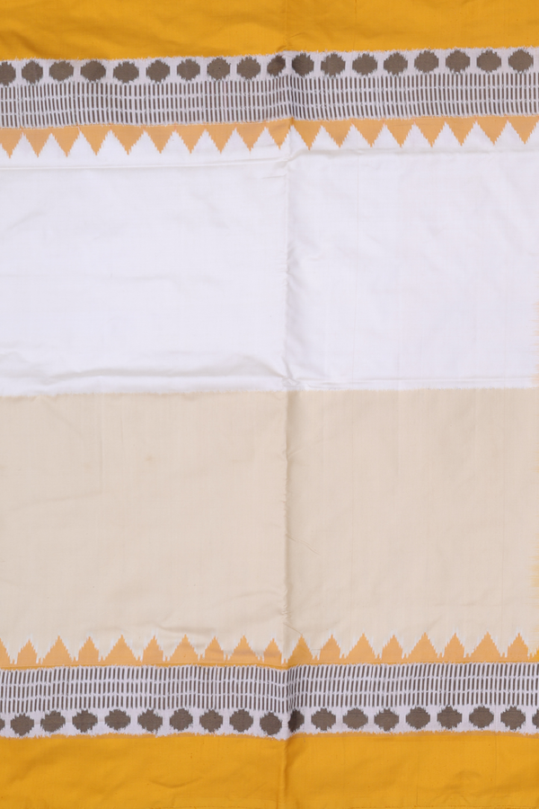 Pochampally Silk Saree Cream And White With Half And Half Design