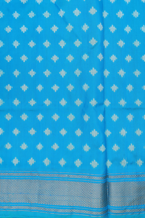 Pochampally Silk Saree In Parrot Green With Contrast Border