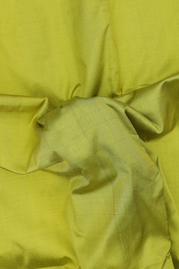 Pochampally Silk Saree In Parrot Green With Contrast Border
