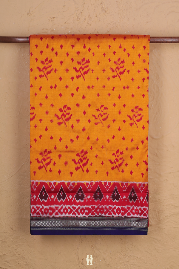Pochampally Silk Saree In Yellow With Ikat Design