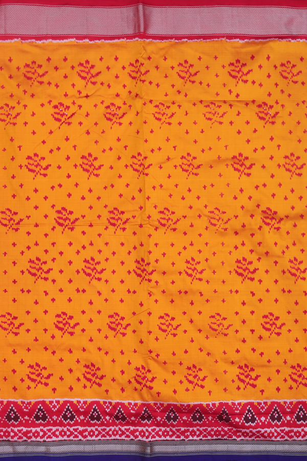 Pochampally Silk Saree In Yellow With Ikat Design