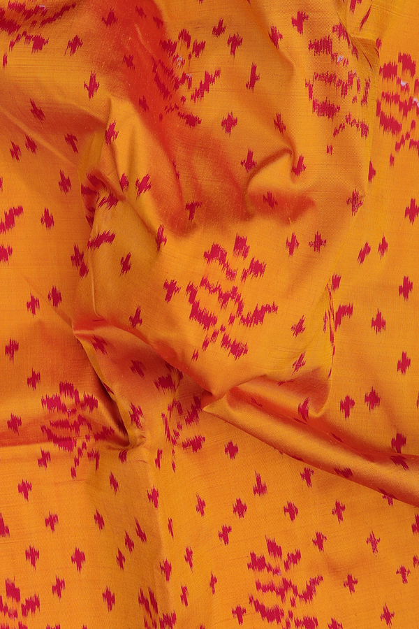 Pochampally Silk Saree In Yellow With Ikat Design