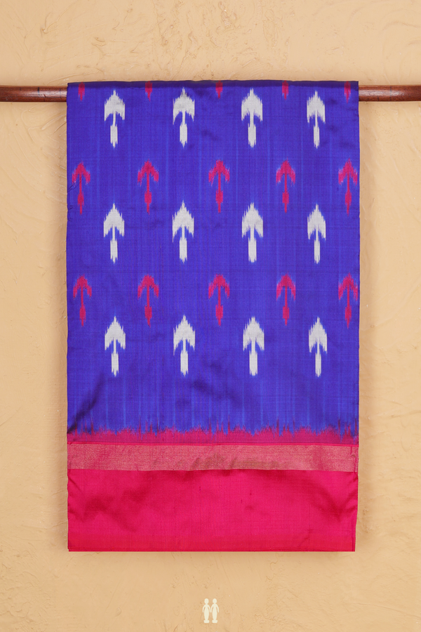 Pochampally Silk Saree In Royal Blue With Ikat Design