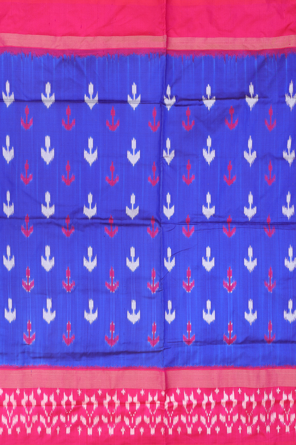 Pochampally Silk Saree In Royal Blue With Ikat Design