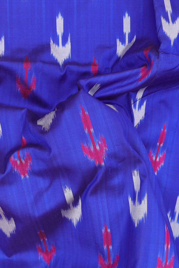 Pochampally Silk Saree In Royal Blue With Ikat Design