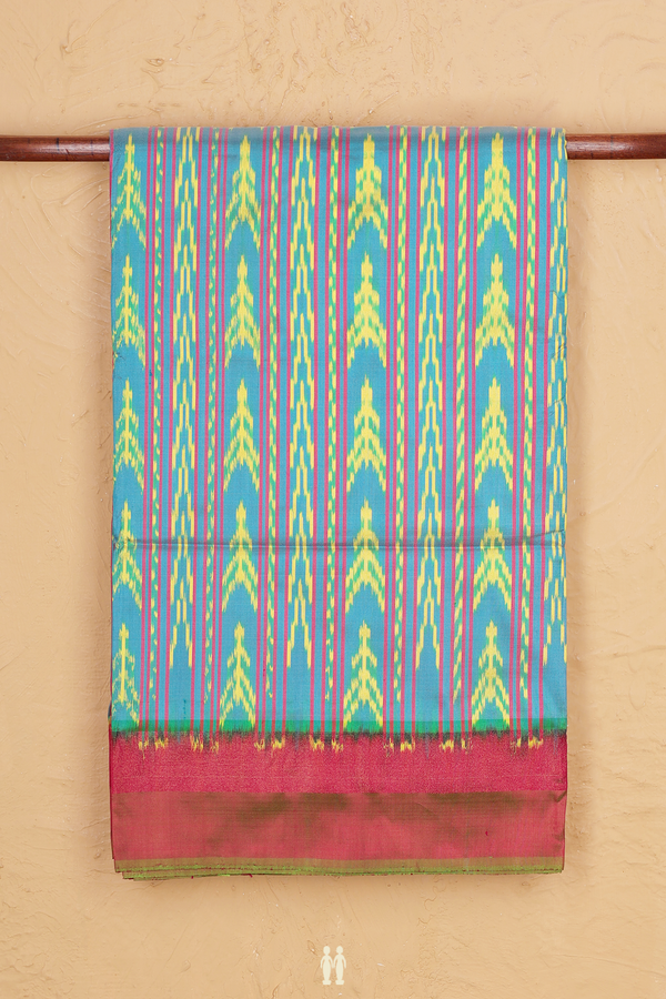 Pochampally Silk Saree In Turkish Blue With Allover Design