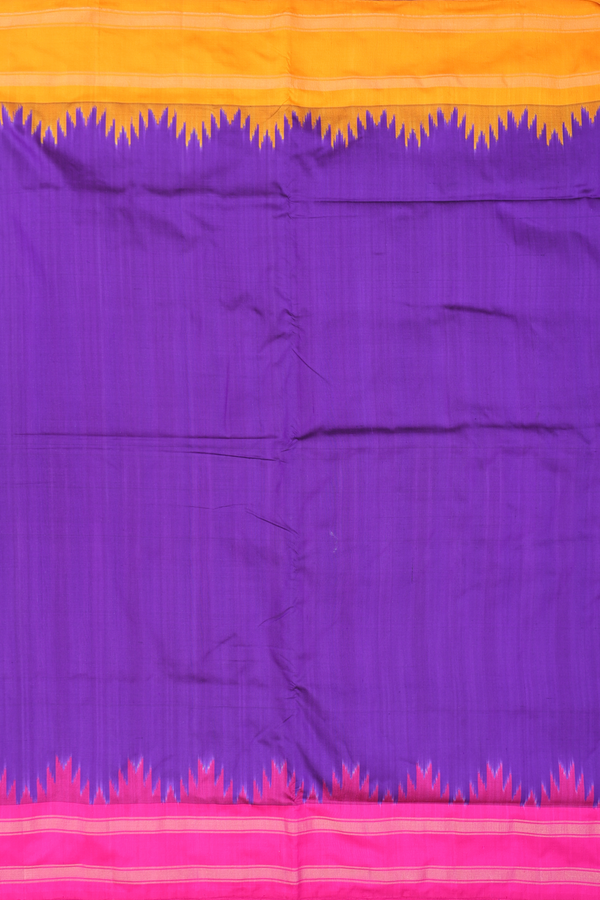Pochampally Silk Saree In Plain Purple With Temple Border