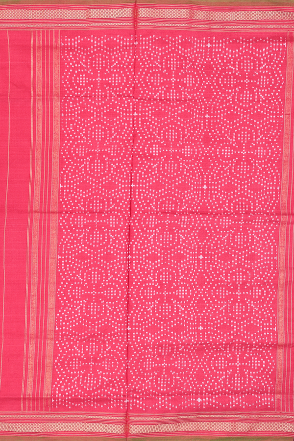 Pochampally Silk Saree In Brick Yellow With Ikat Buttas
