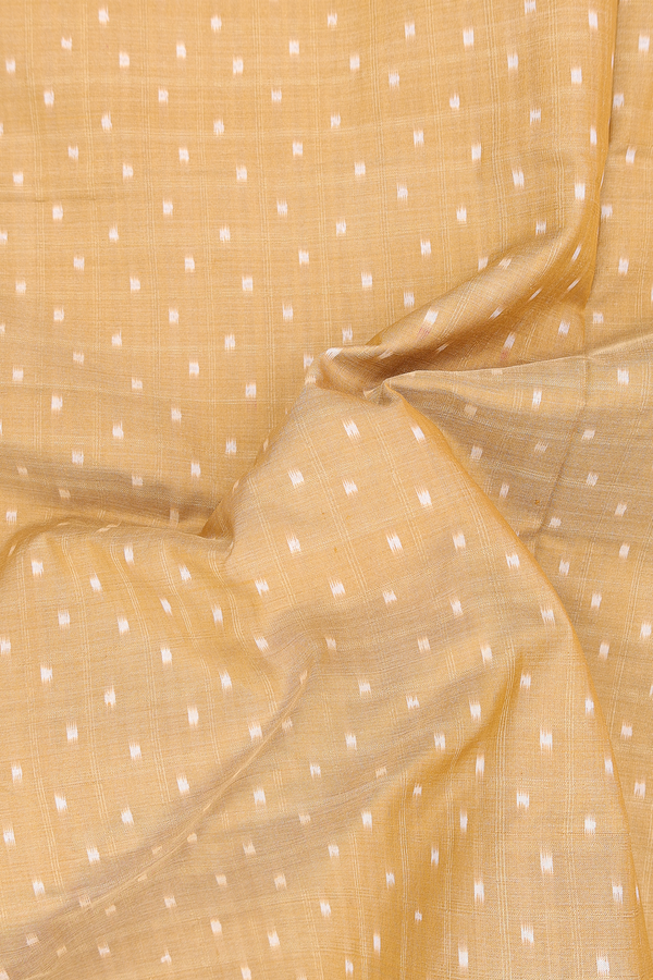 Pochampally Silk Saree In Brick Yellow With Ikat Buttas