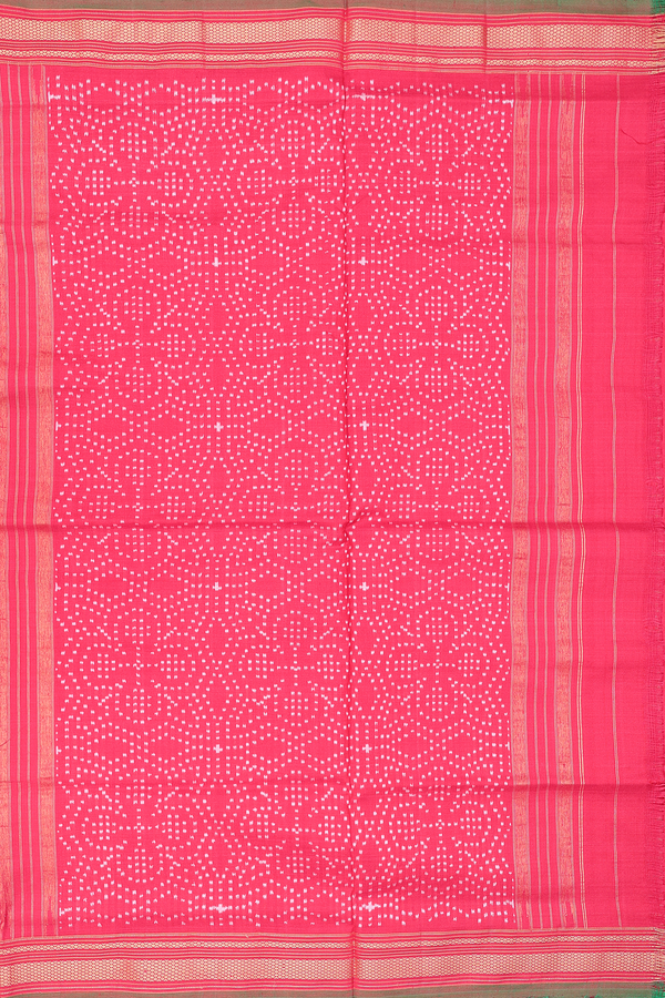 Pochampally Silk Saree In White With Ikat Buttas