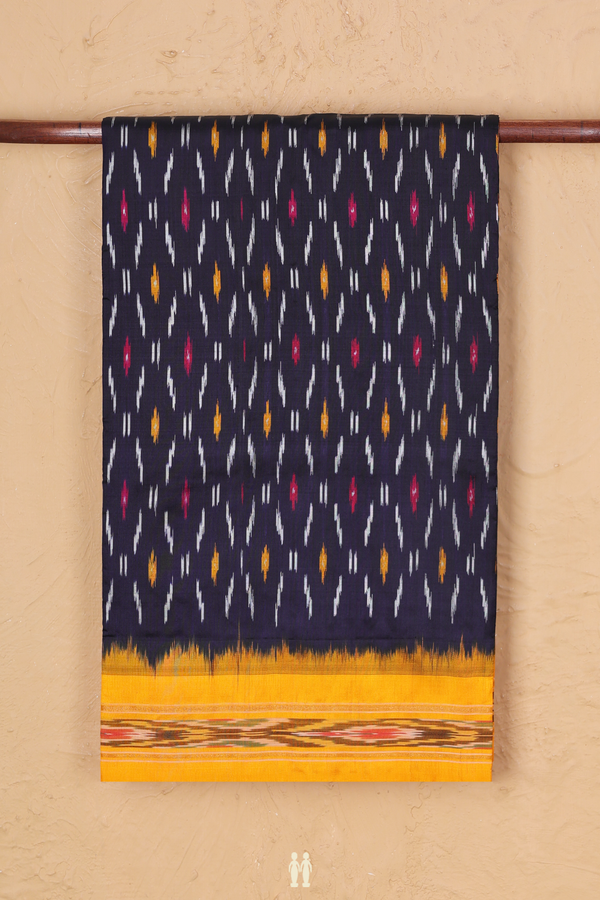 Pochampally Silk Saree In Navy Blue With Allover Design