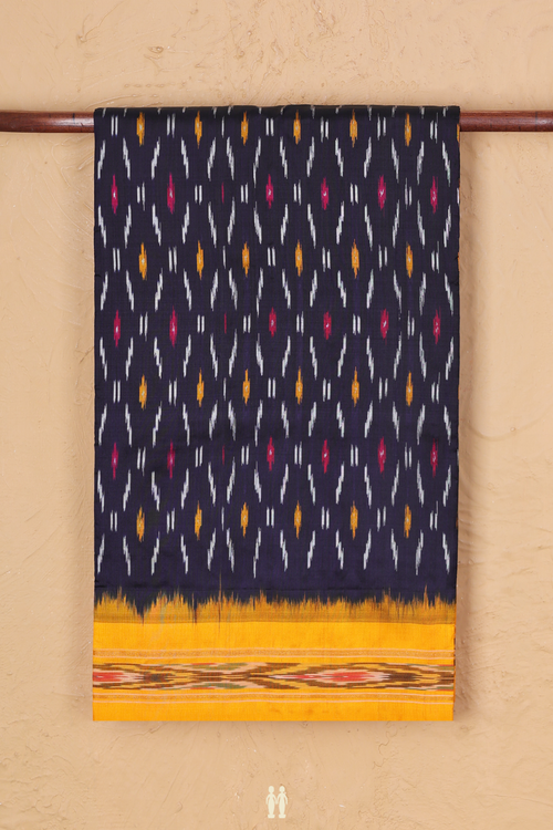 Pochampally Silk Saree In Navy Blue With Allover Design