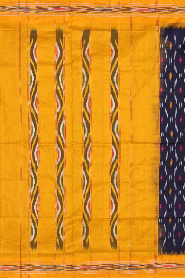 Pochampally Silk Saree In Navy Blue With Allover Design