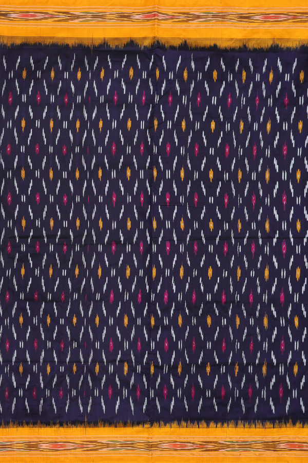 Pochampally Silk Saree In Navy Blue With Allover Design