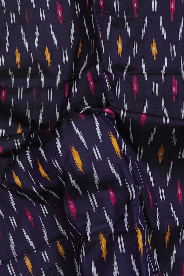 Pochampally Silk Saree In Navy Blue With Allover Design