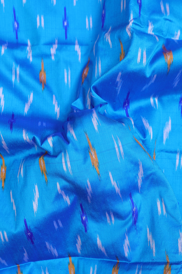 Pochampally Silk Saree In Blue With Allover Design
