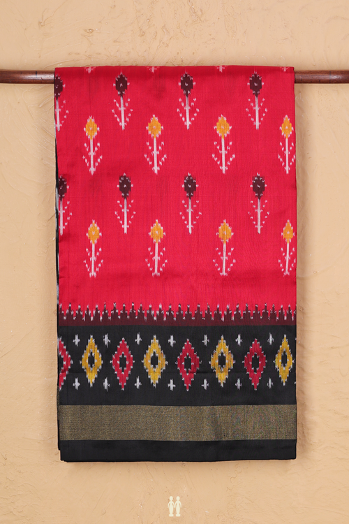 Pochampally Silk Saree In Red With Ikat Design