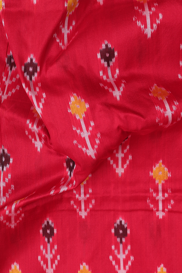 Pochampally Silk Saree In Red With Ikat Design