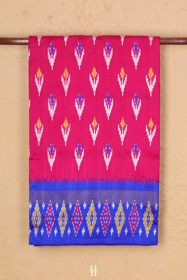 Pochampally Silk Saree In Rani Pink With Allover Buttas