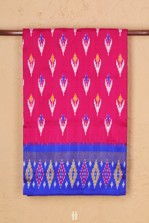 Pochampally Silk Saree In Rani Pink With Allover Buttas