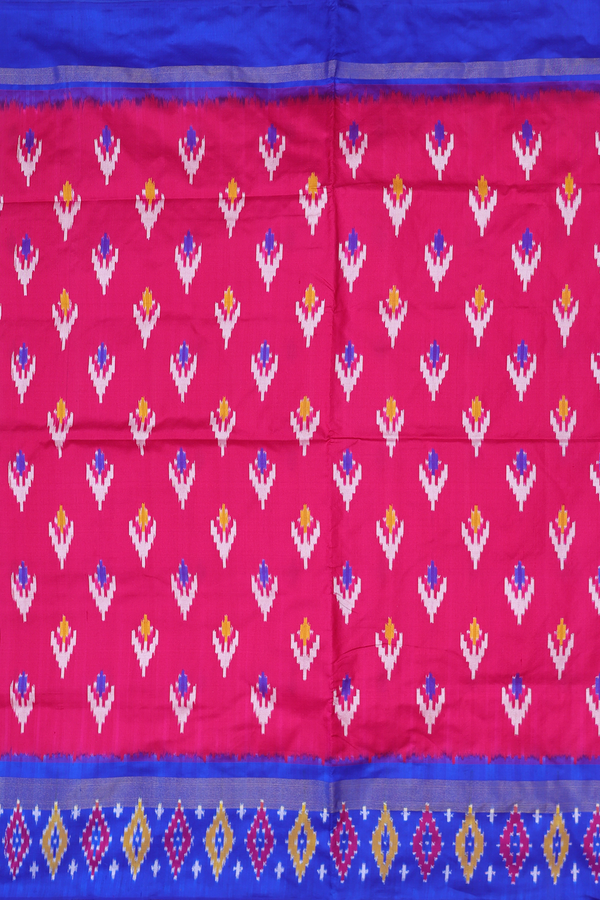 Pochampally Silk Saree In Rani Pink With Allover Buttas