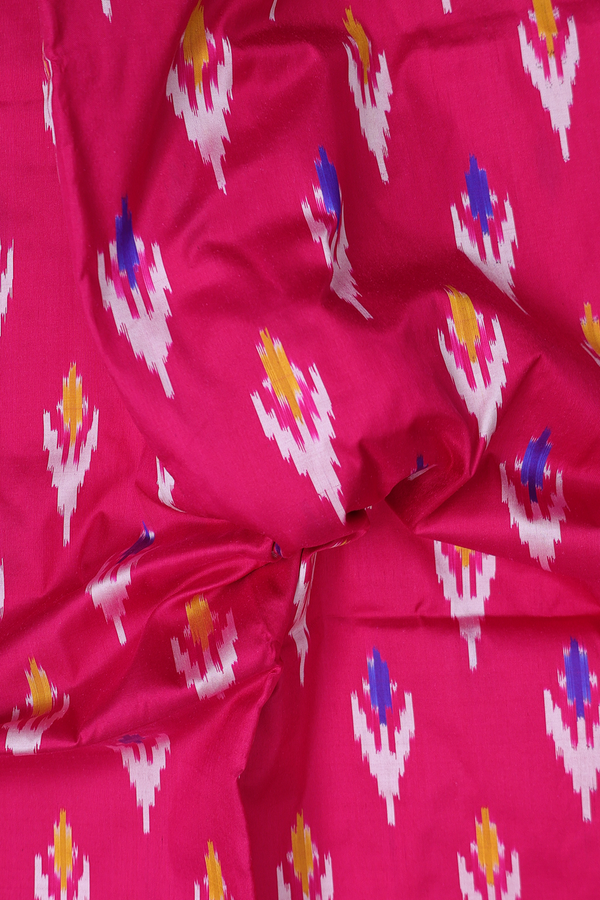 Pochampally Silk Saree In Rani Pink With Allover Buttas