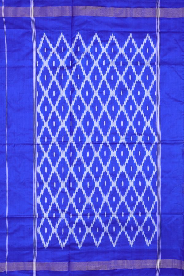 Pochampally Silk Saree In Charcoal Grey With Chevron Design