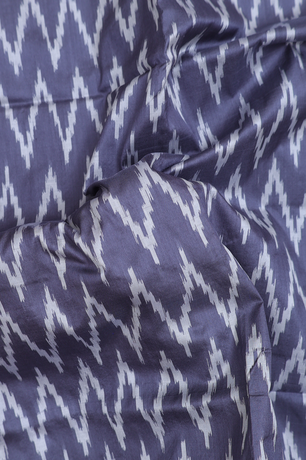 Pochampally Silk Saree In Charcoal Grey With Chevron Design