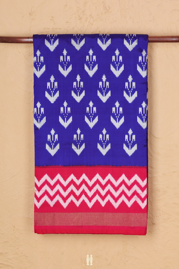 Pochampally Silk Saree In Royal Blue With Allover Buttas