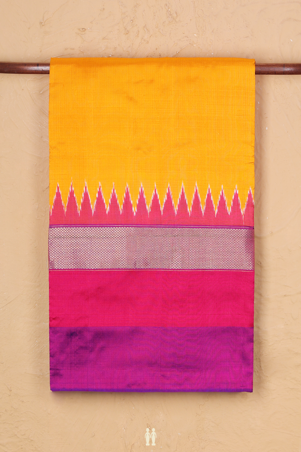 Pochampally Silk Saree In Orange With Contrast Border