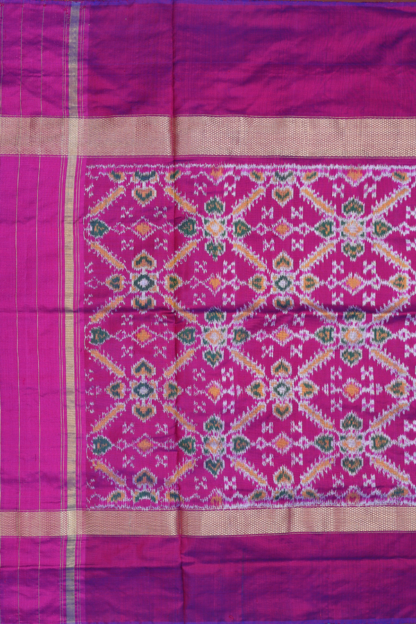 Pochampally Silk Saree In Orange With Contrast Border