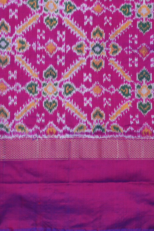 Pochampally Silk Saree In Orange With Contrast Border