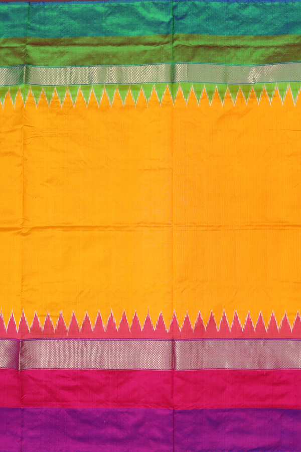 Pochampally Silk Saree In Orange With Contrast Border