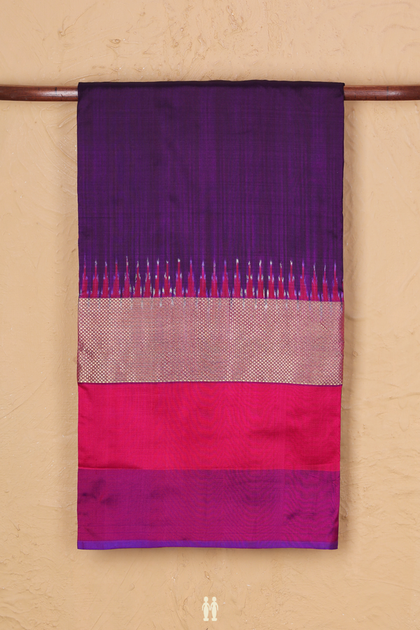 Pochampally Silk Saree In Purple With Ganga Jamuna Border