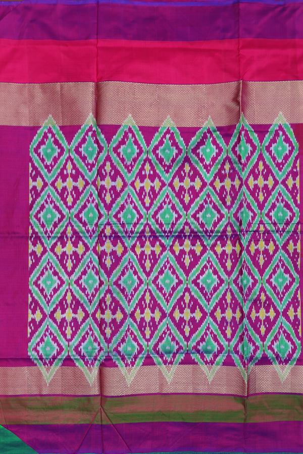 Pochampally Silk Saree In Purple With Ganga Jamuna Border