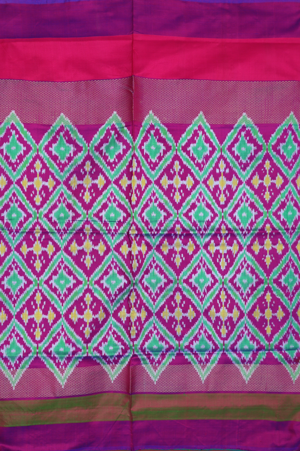Pochampally Silk Saree In Purple With Ganga Jamuna Border