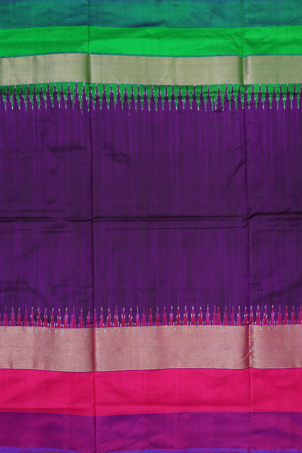 Pochampally Silk Saree In Purple With Ganga Jamuna Border