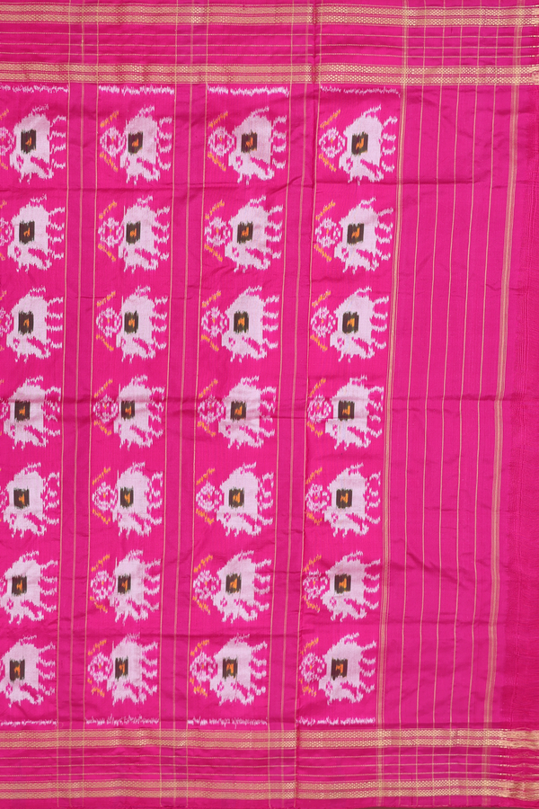 Pochampally Silk Saree In Forest Green With Ikat Buttas