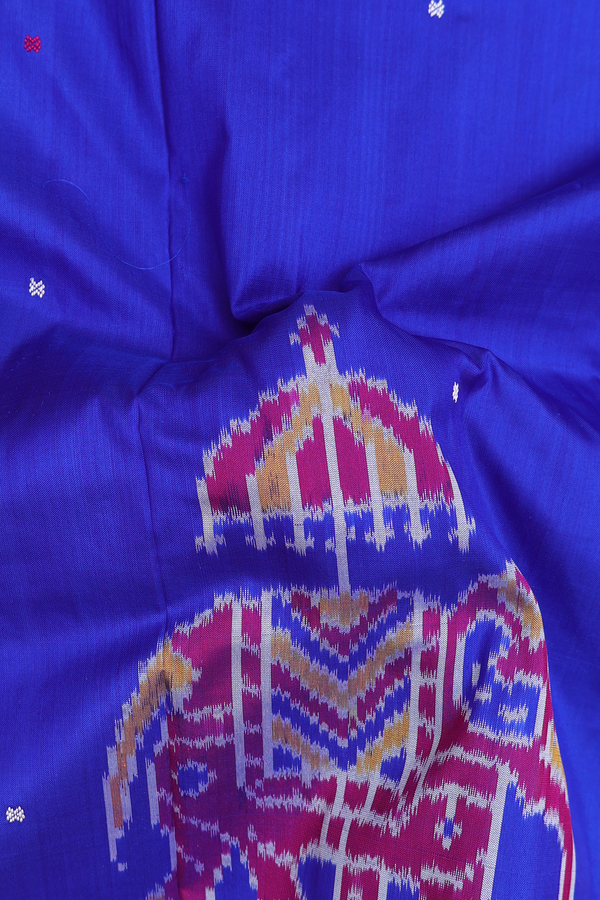 Pochampally Silk Saree In Indigo Blue With Threadwork Buttis