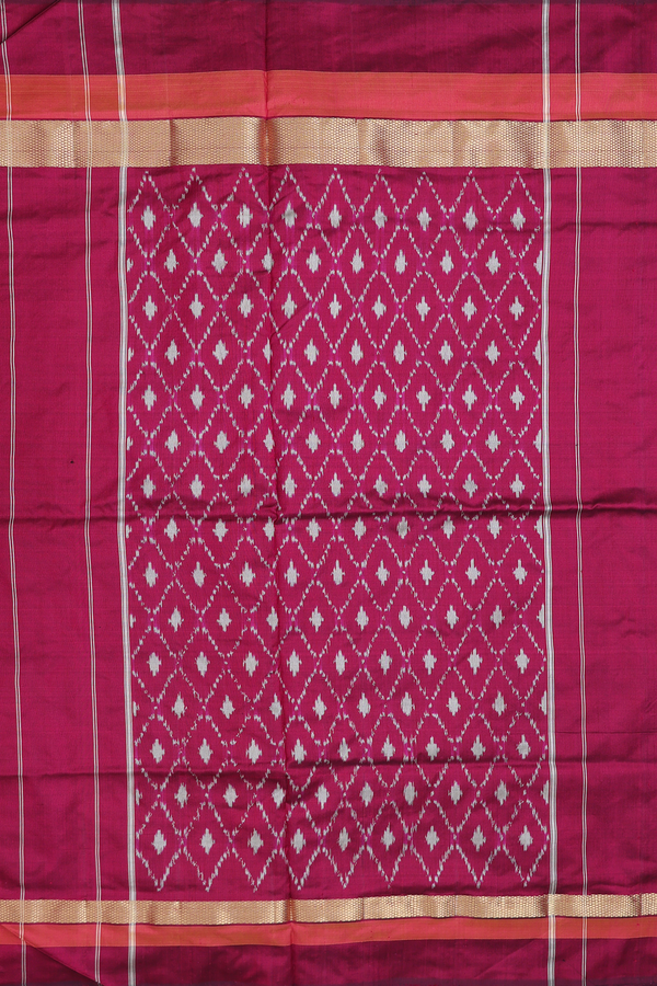 Pochampally Silk Saree In Grey With Contrast Border