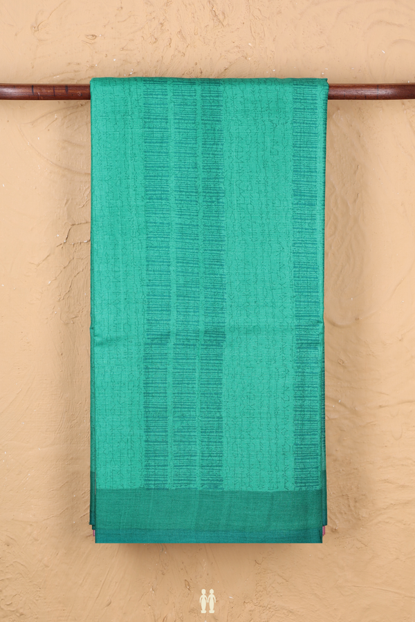 Tussar Silk Saree In Green With Allover Design