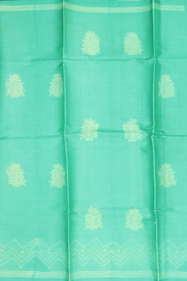 Tussar Silk Saree In Aqua Green With Shibori Design