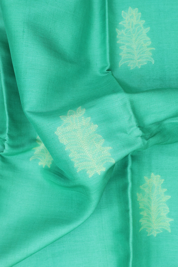 Tussar Silk Saree In Aqua Green With Shibori Design