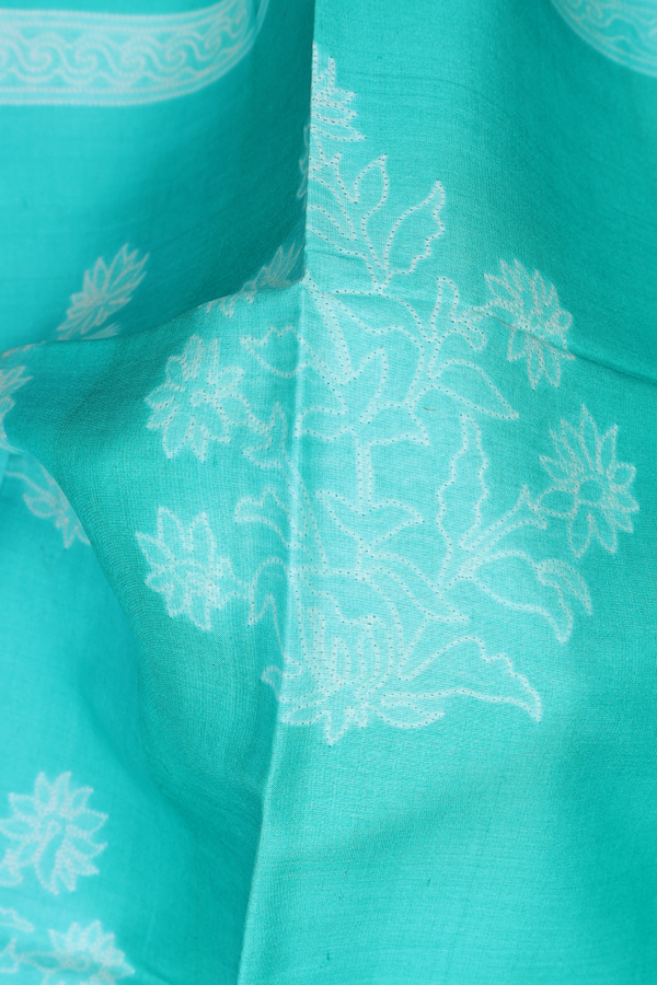 Tussar Silk Saree In Light Blue With Shibori Design