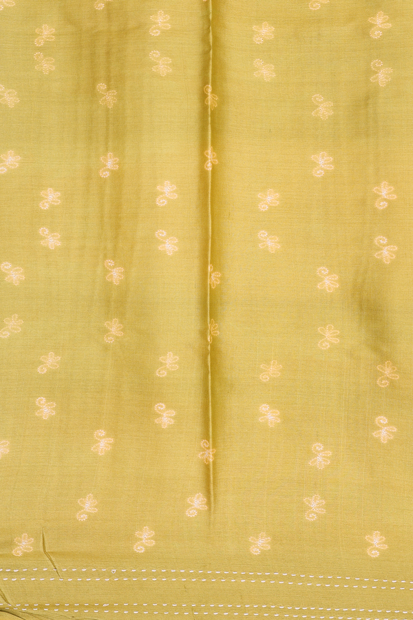 Tussar Silk Saree In Olive Yellow With Shibori Design