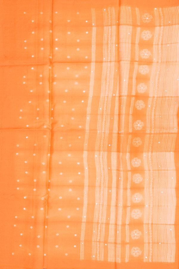 Tussar Silk Saree In Orange With Shibori Design