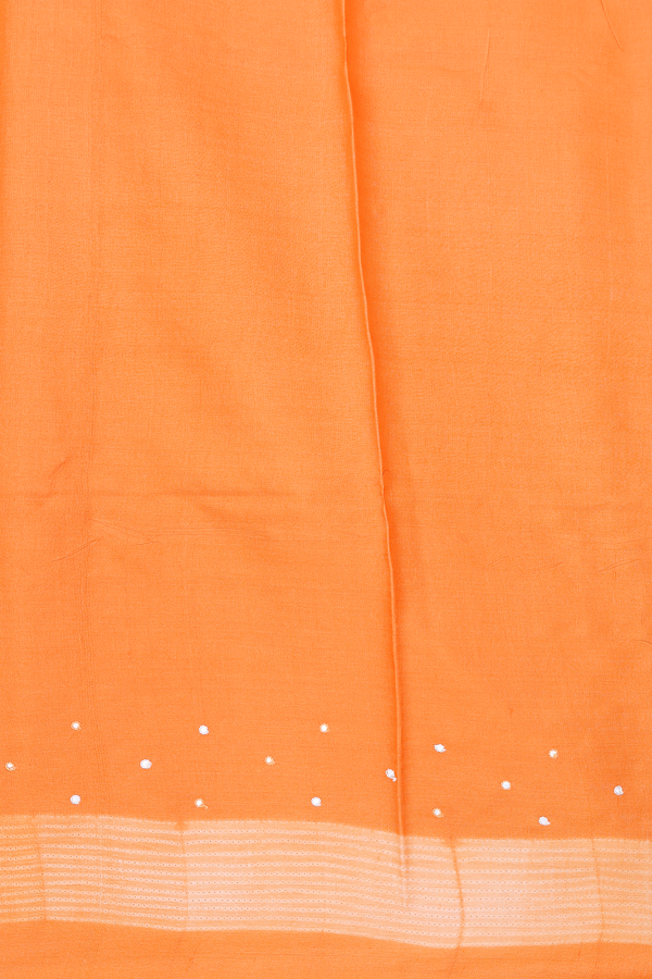 Tussar Silk Saree In Orange With Shibori Design