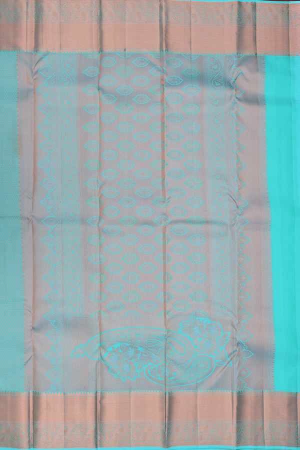 Kanchipuram Silk Saree In Tiffany Blue With Brocade Design