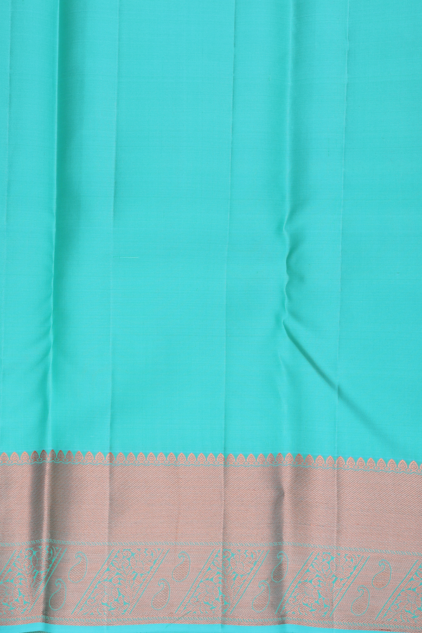 Kanchipuram Silk Saree In Tiffany Blue With Brocade Design