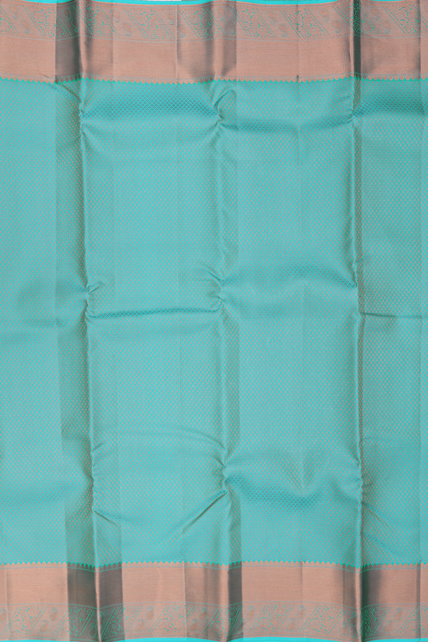 Kanchipuram Silk Saree In Tiffany Blue With Brocade Design